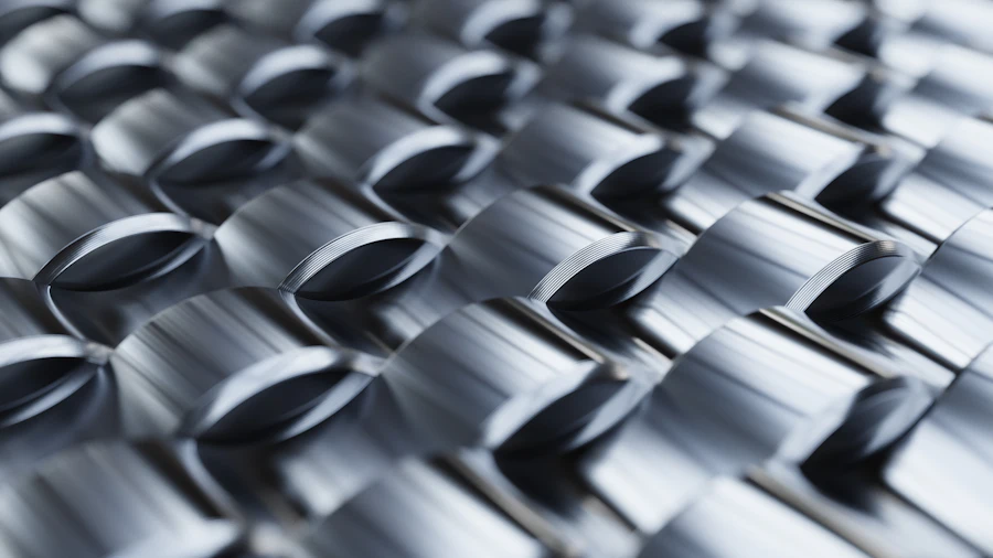 Surface métallique à motifs géométriques