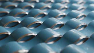 Rows of blue and silver textured shapes