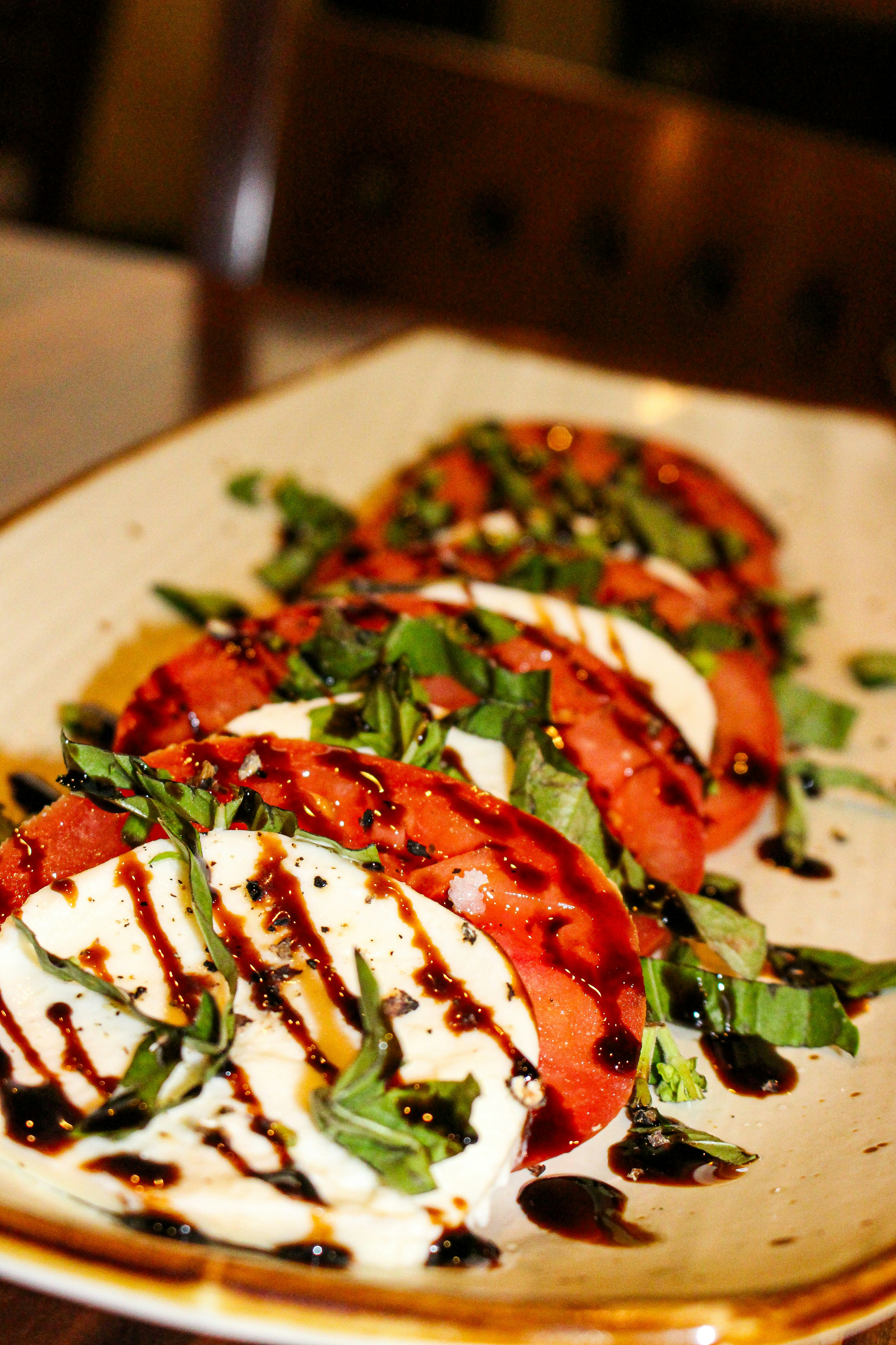 Caprese salad with fresh tomatoes, mozzarella, and basil