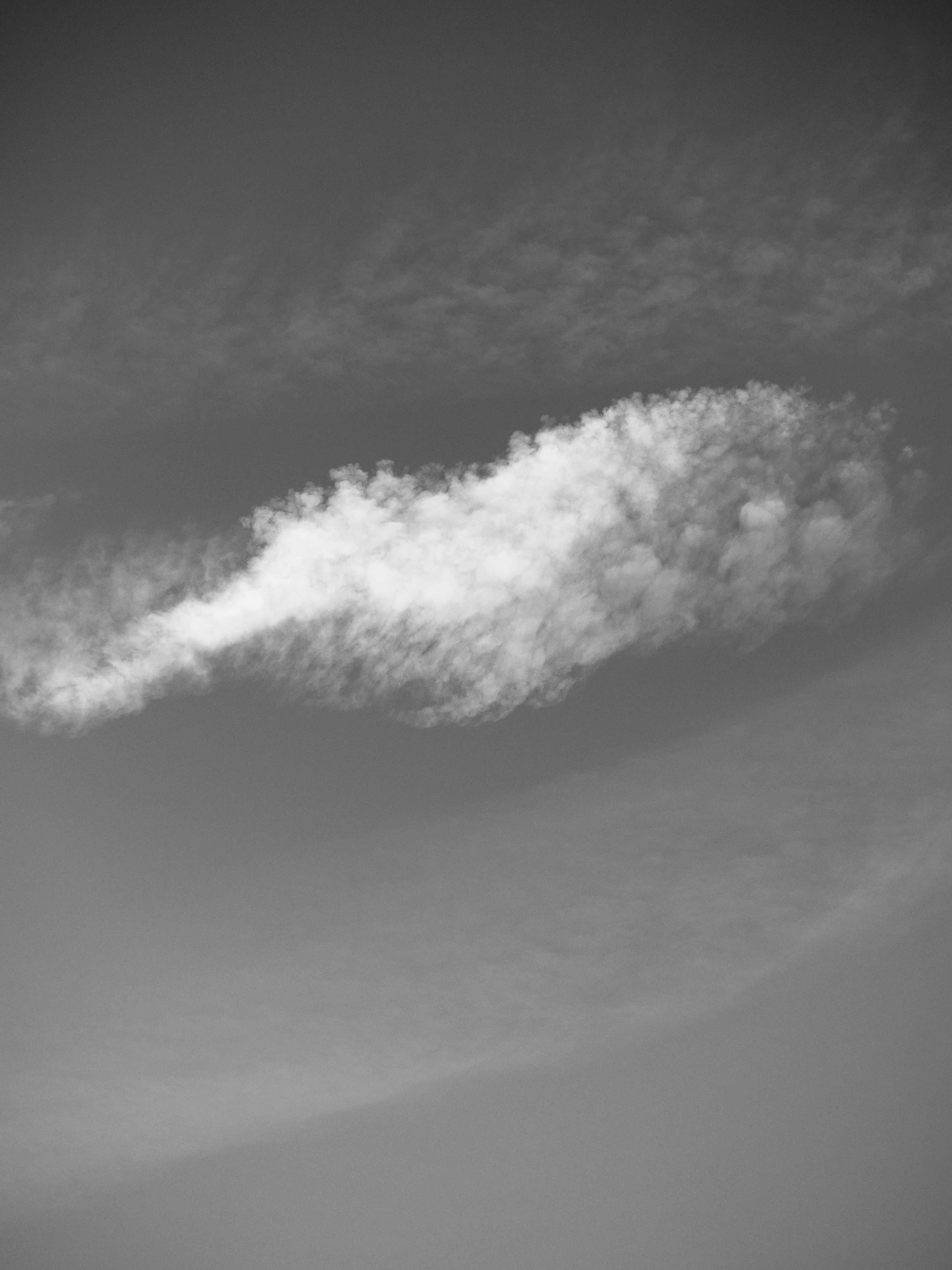 A single white cloud against a dark sky