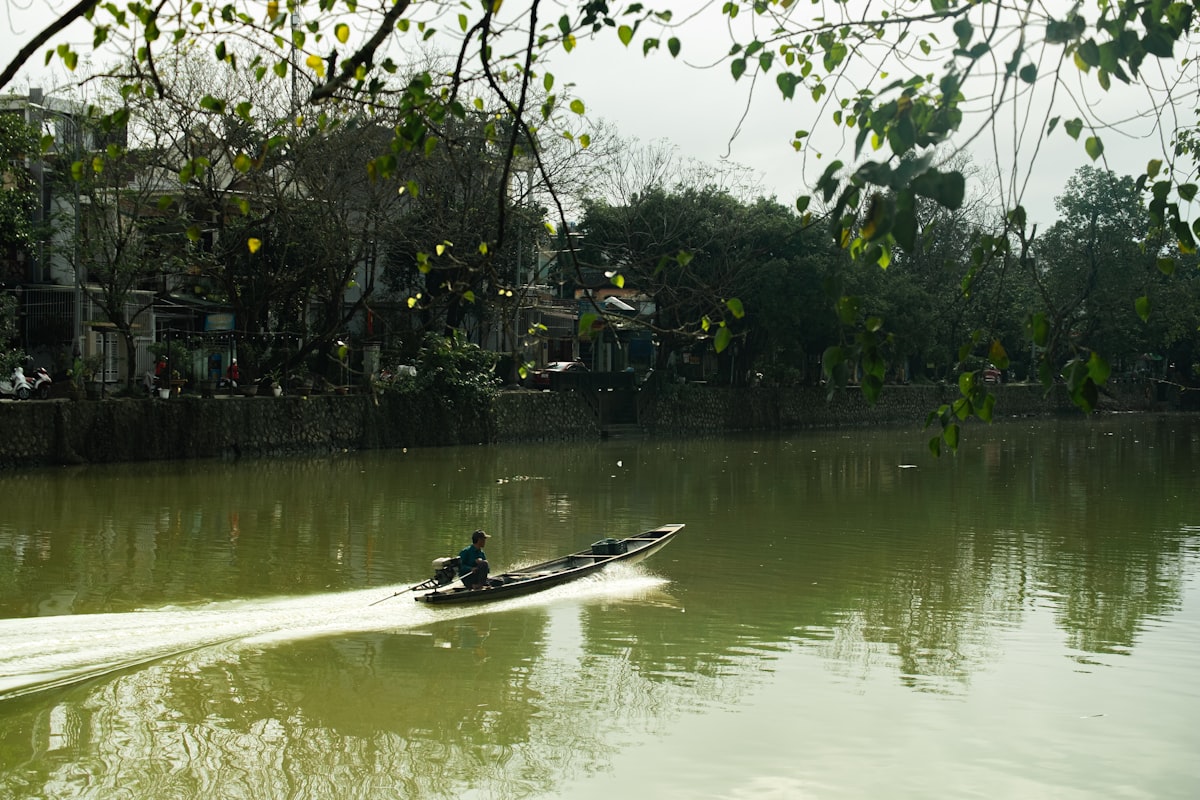 Pham Ngu Lao Hue — boat on the Perfume River near the backpacker district