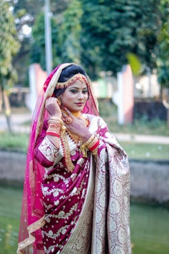 Bride in traditional attire with jewelry