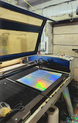 Laser cutter working on holographic material