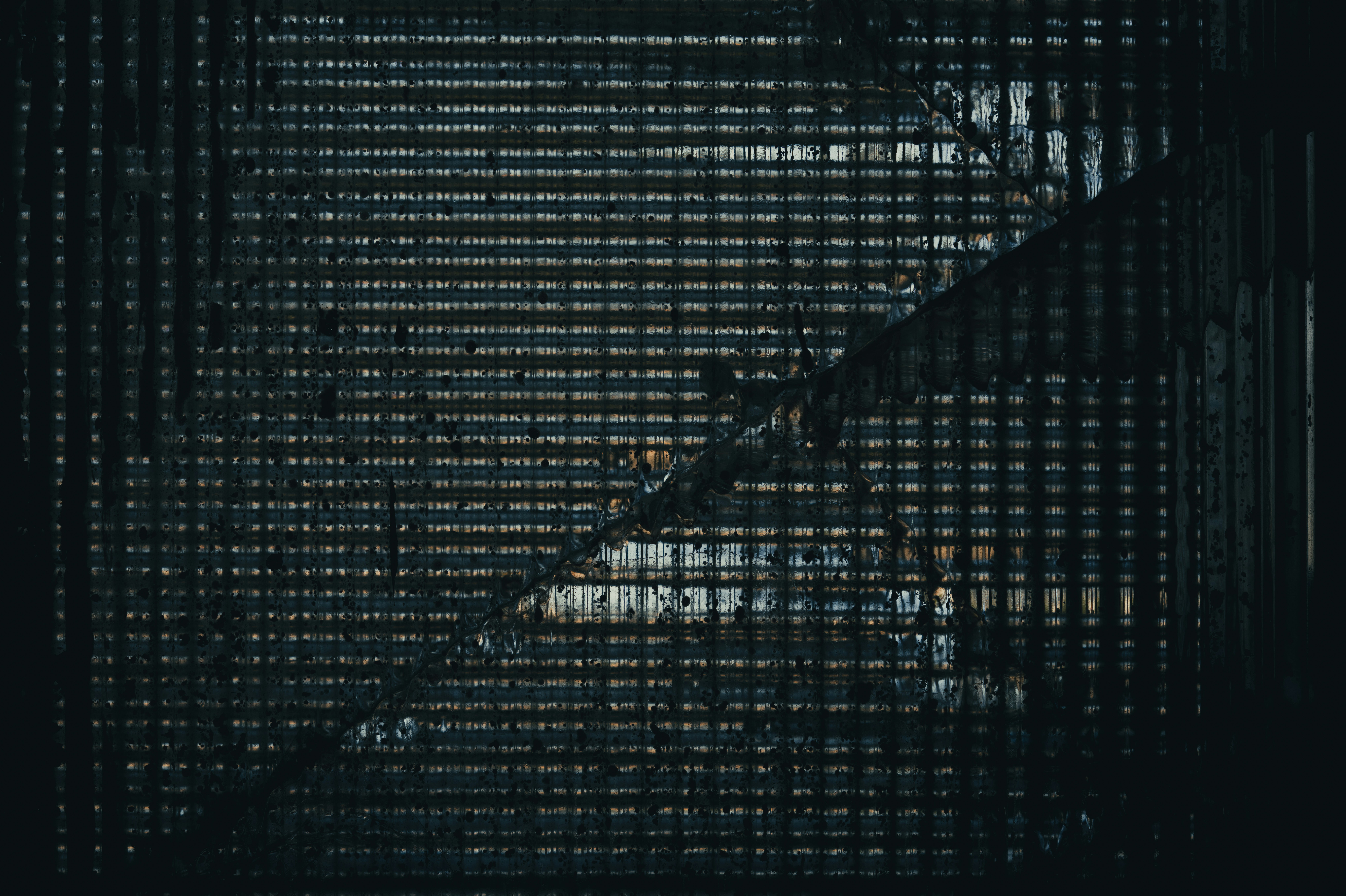 Grill pattern with abstract dark shapes