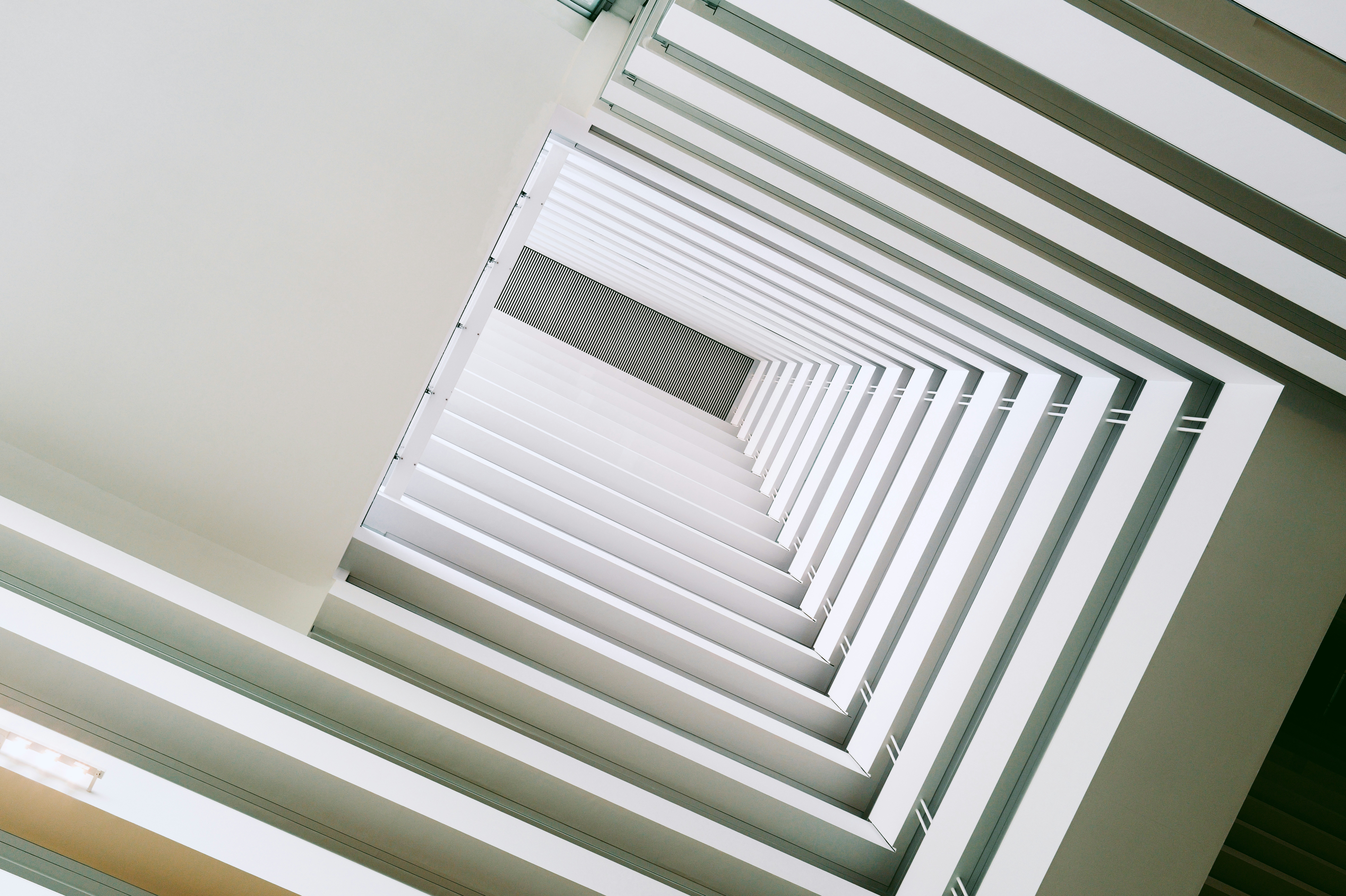 Abstract architectural pattern of white horizontal lines