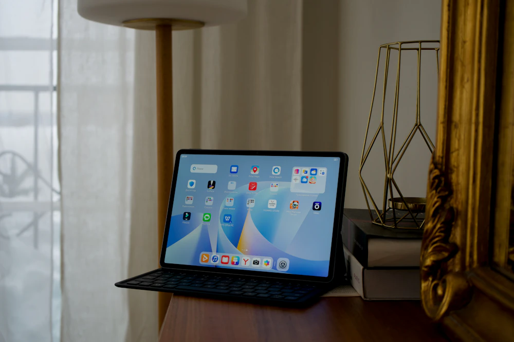 Tablet and keyboard in a contemporary workspace