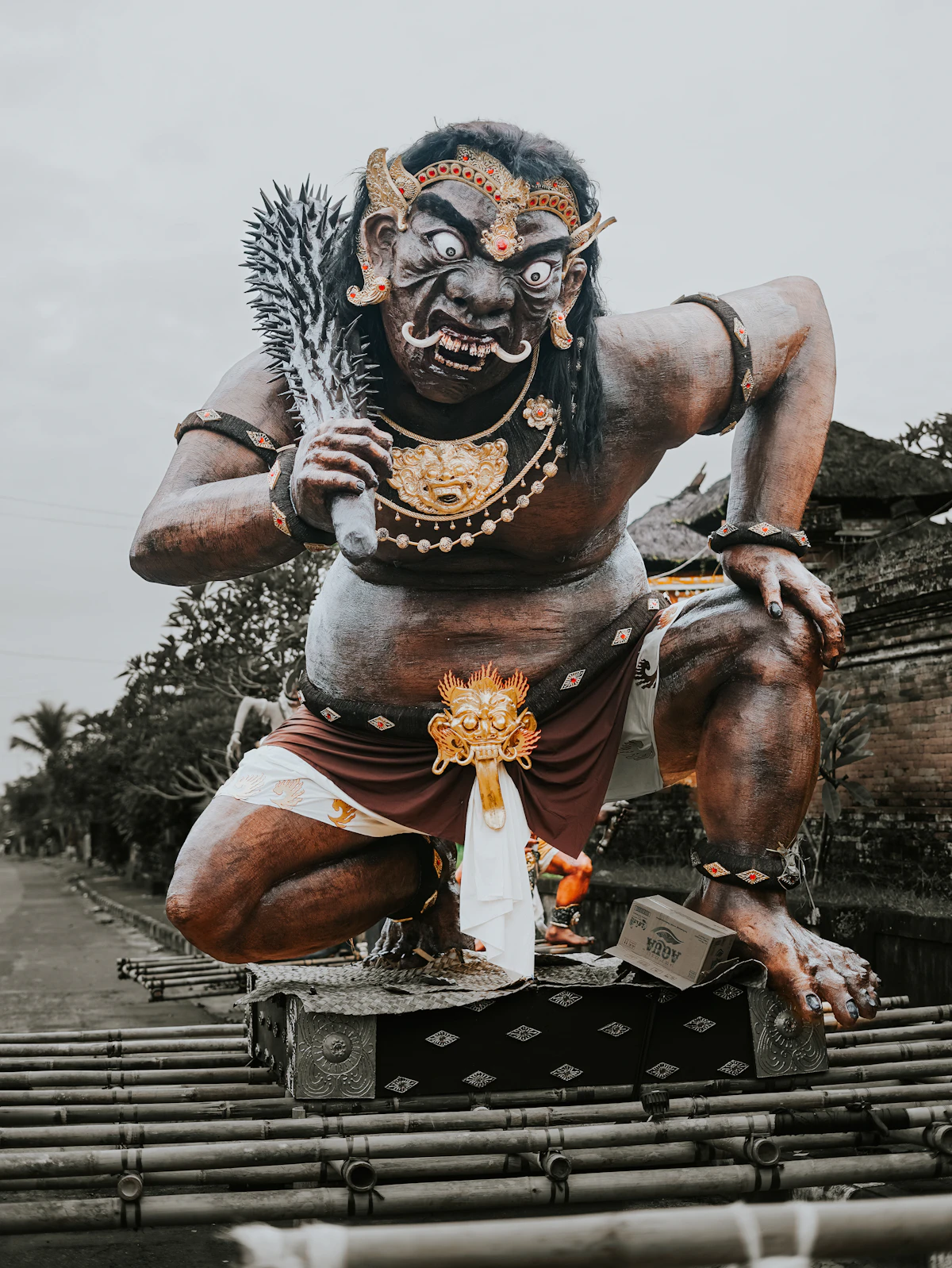 Large Ogoh-Ogoh figure prepared for Bali Nyepi Eve procession