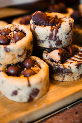 Chocolate chip cookies with candy pieces on top