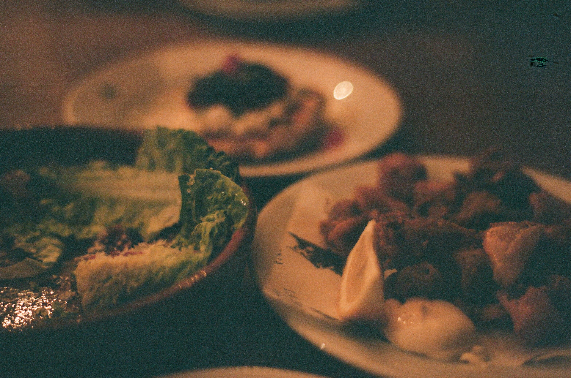 Plates of food on a table