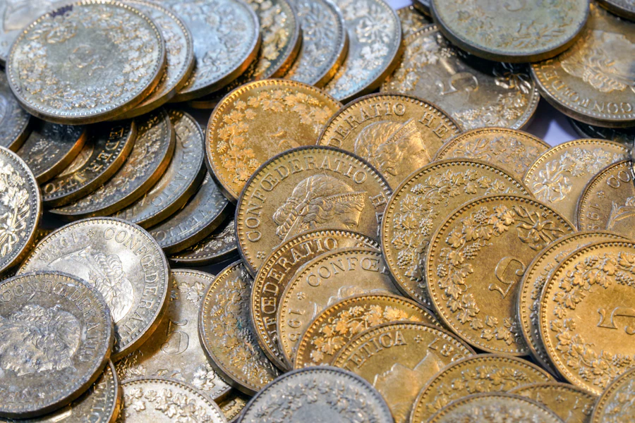 Pile of gold and silver coins