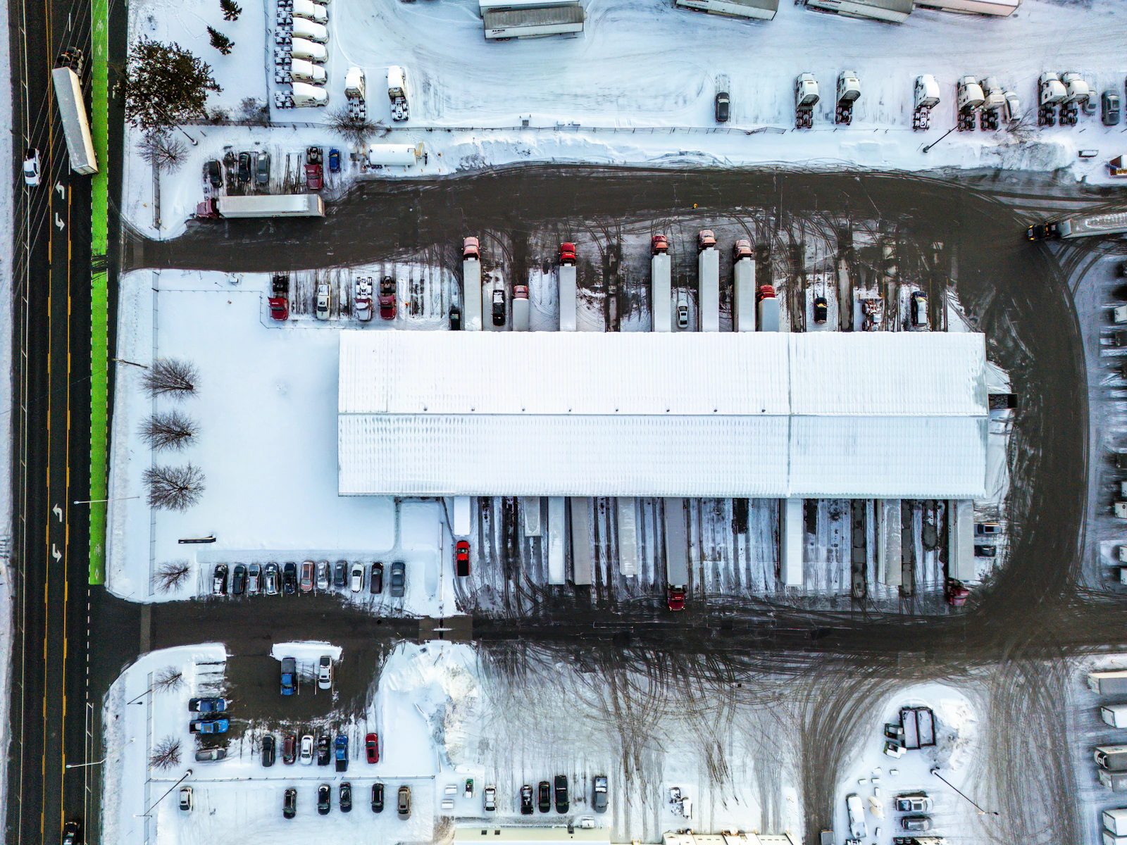 Review warehouse yard activity with satellite imagery