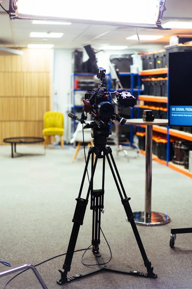 Cámara de video profesional en un set de transmisión