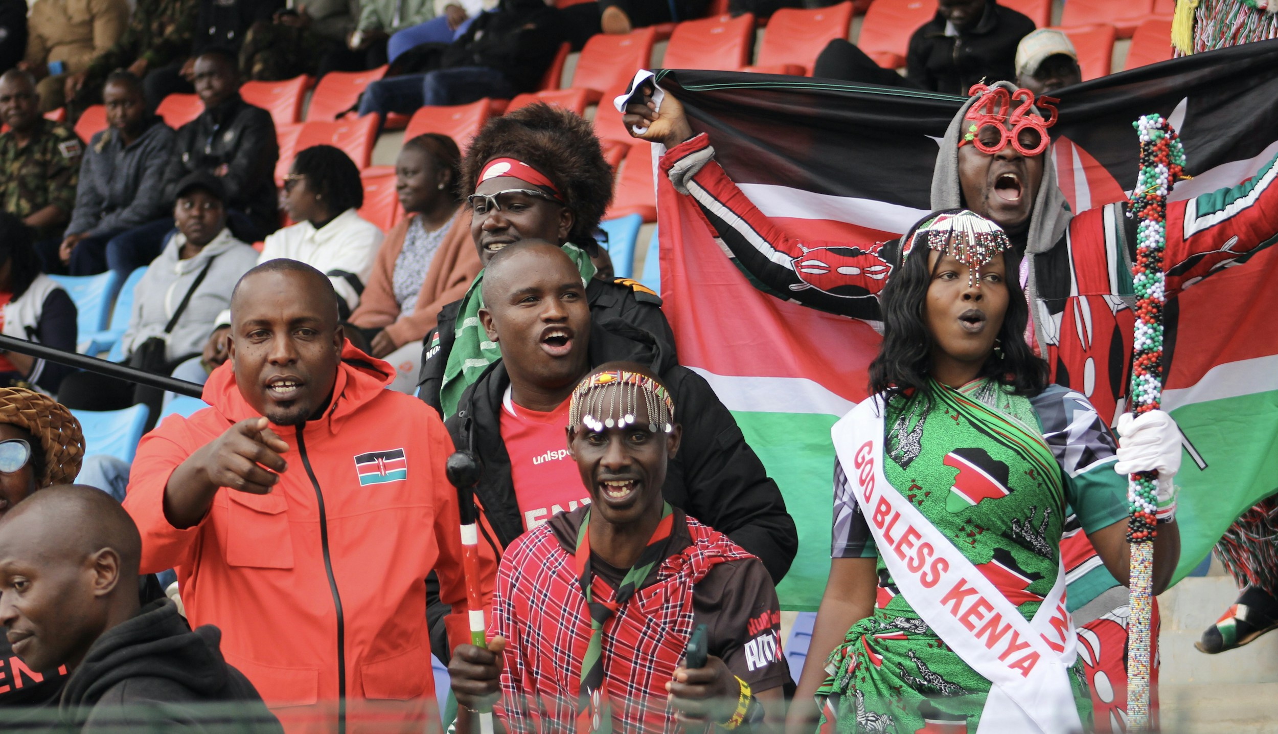 african football stadium crowd flags