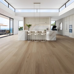 Modern kitchen with island and ocean view