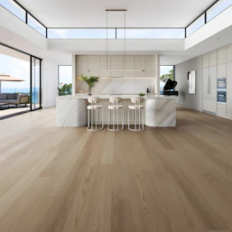 Modern kitchen with island and ocean view