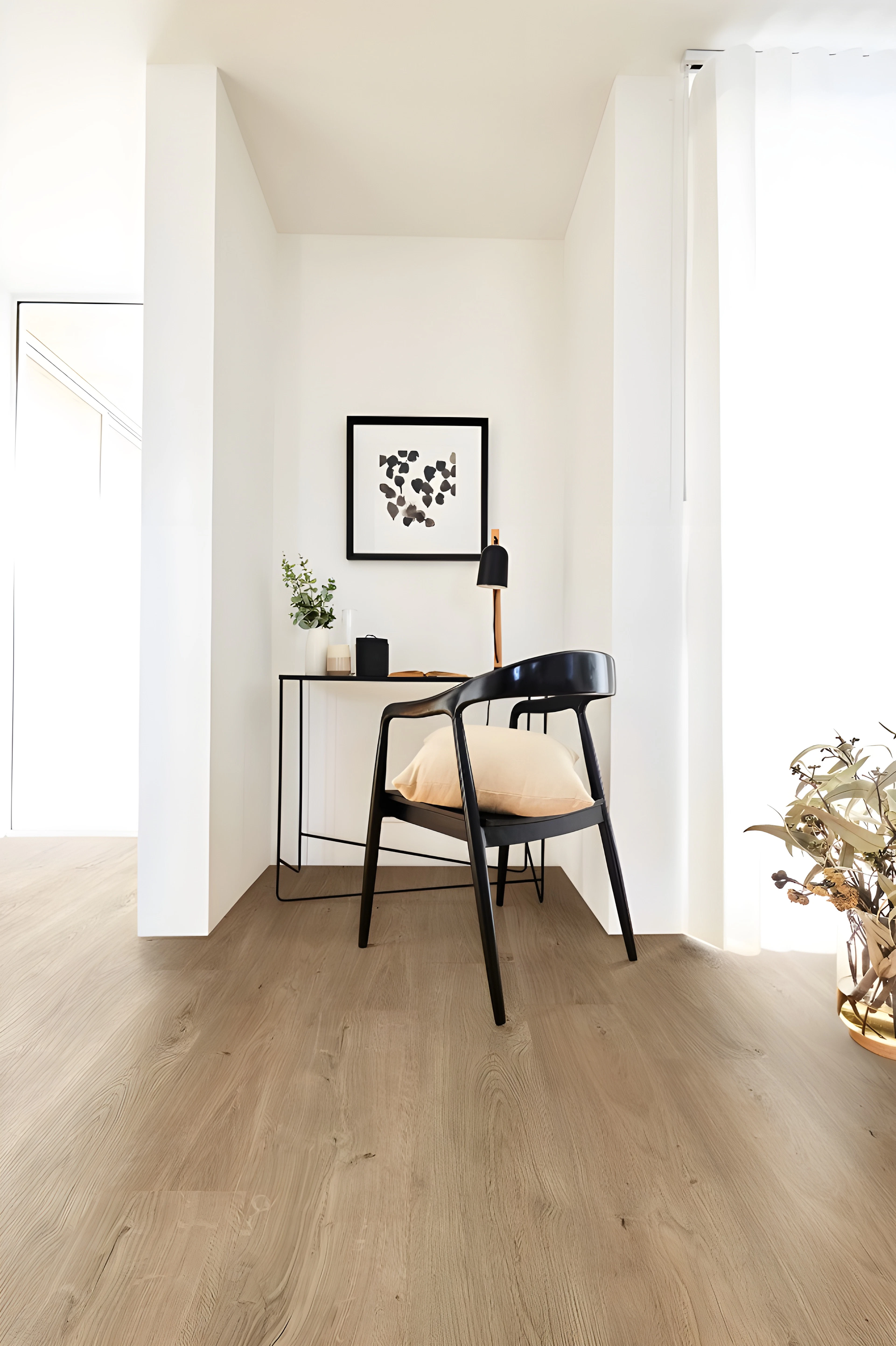 Workspace with a wood-look floor