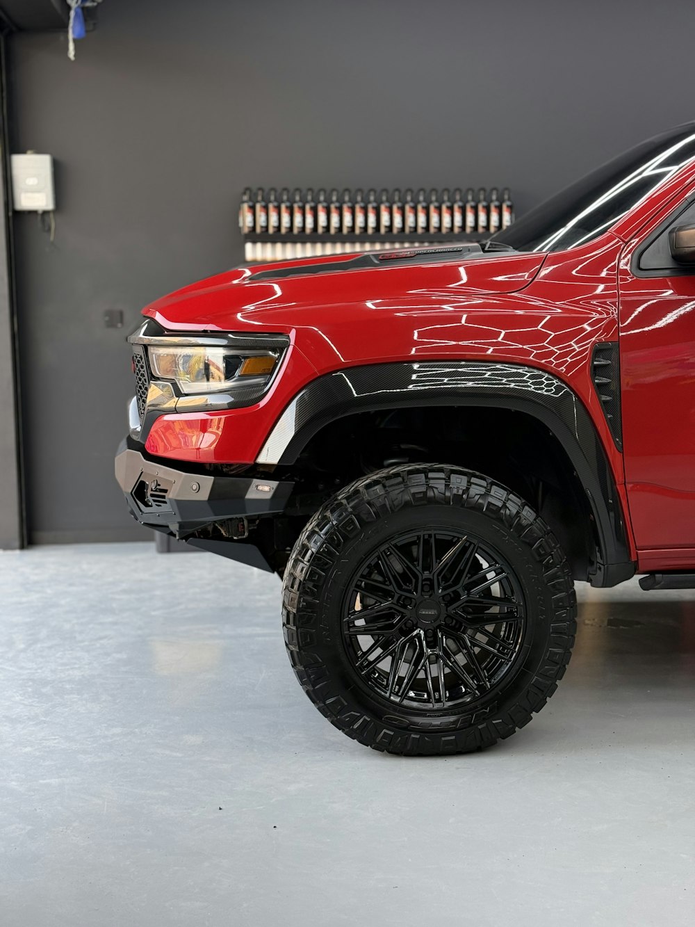 Detailed car under studio lights