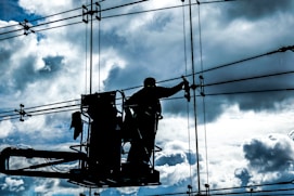 Man cleaning windows on a high-rise building
