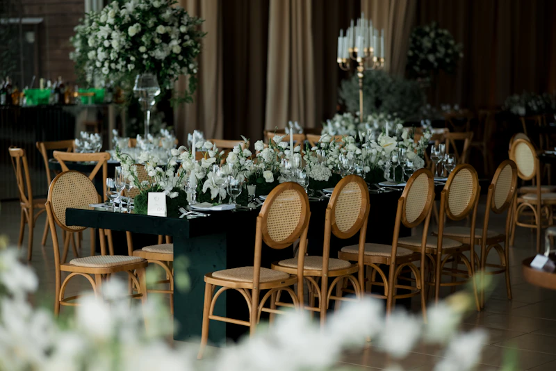 Luxurious dining setup, with exquisite florals