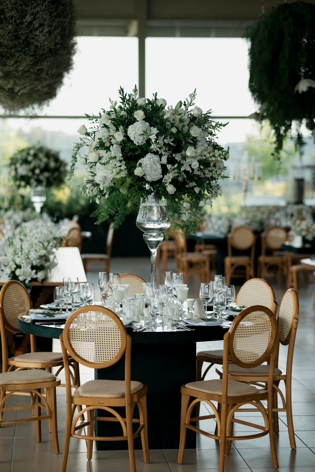 Elegant wedding reception table with floral styling