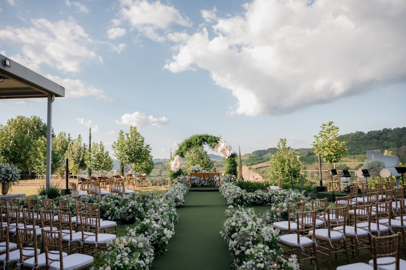 Elegant outdoor wedding ceremony setup