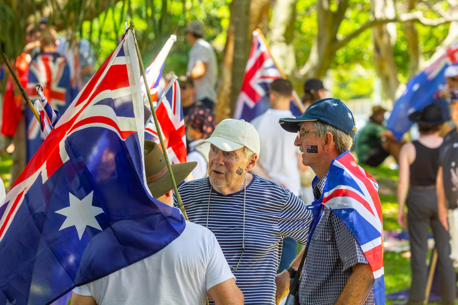 People gathered with australian flags