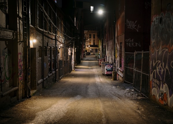 Mysterious urban alley with hidden clues