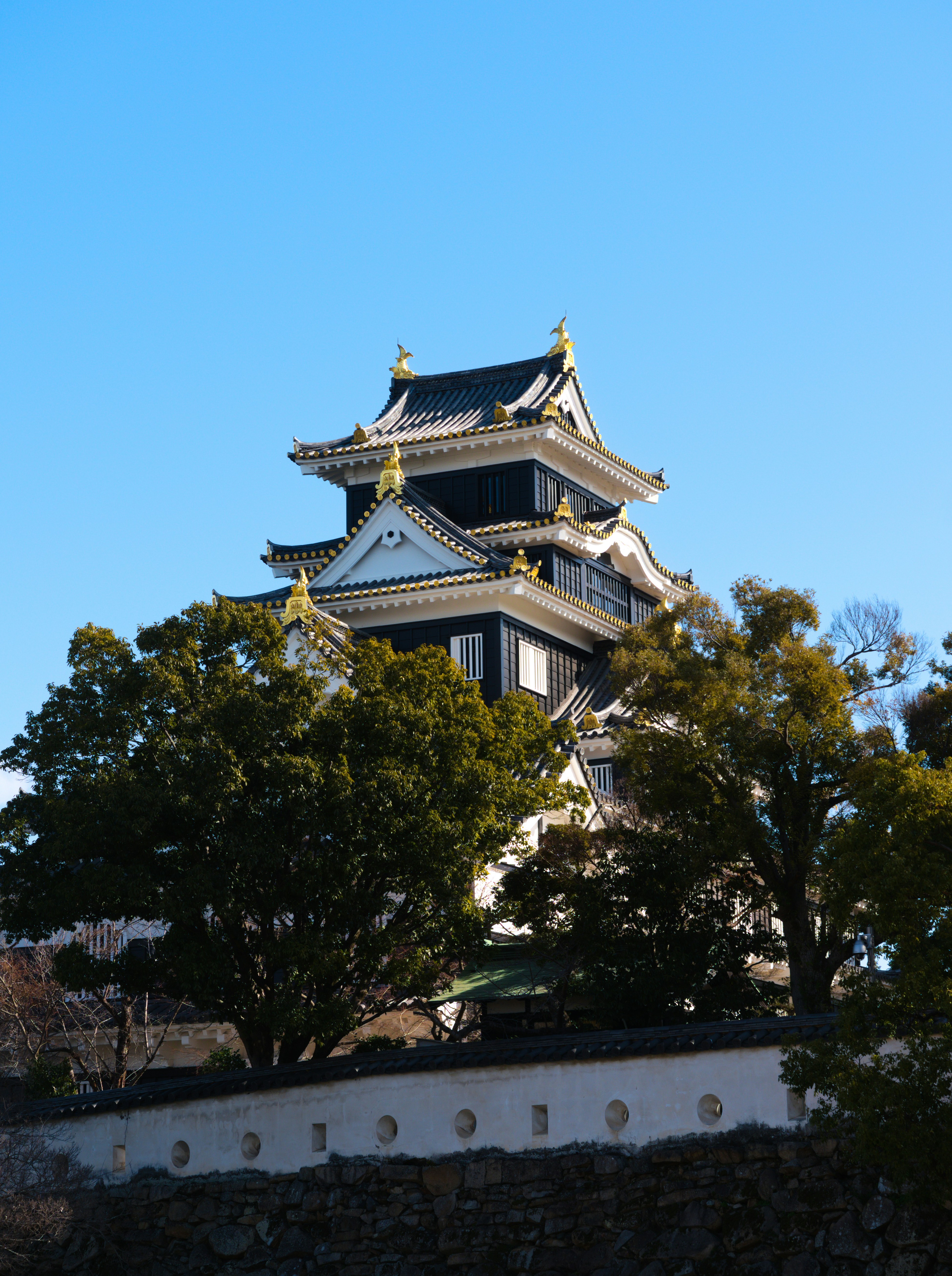 A traditional japanese castle with ornate roofs.