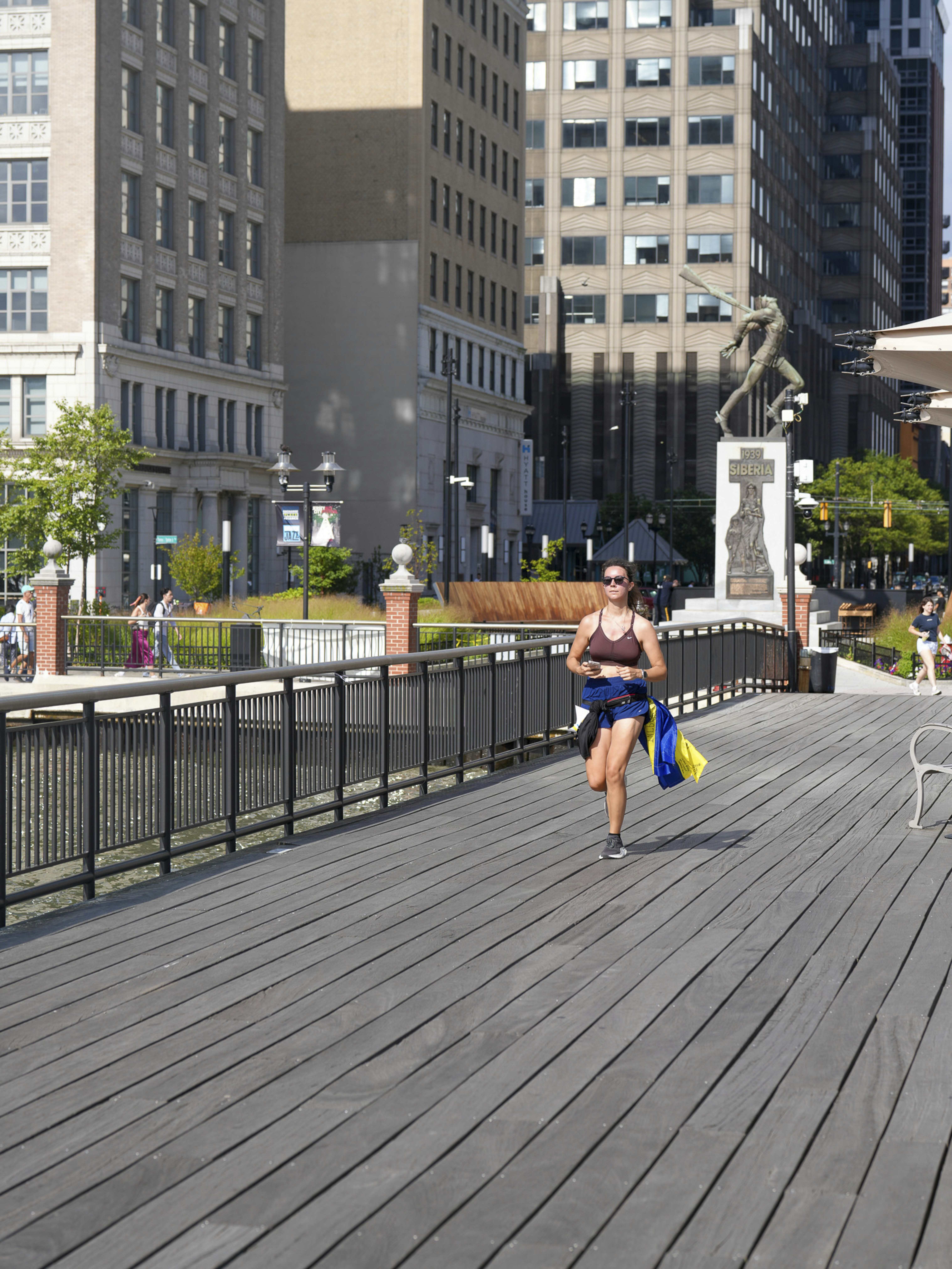 Runner on waterfront path in Oakville Ontario