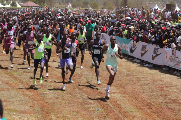 A crowd of runners at the start of a race