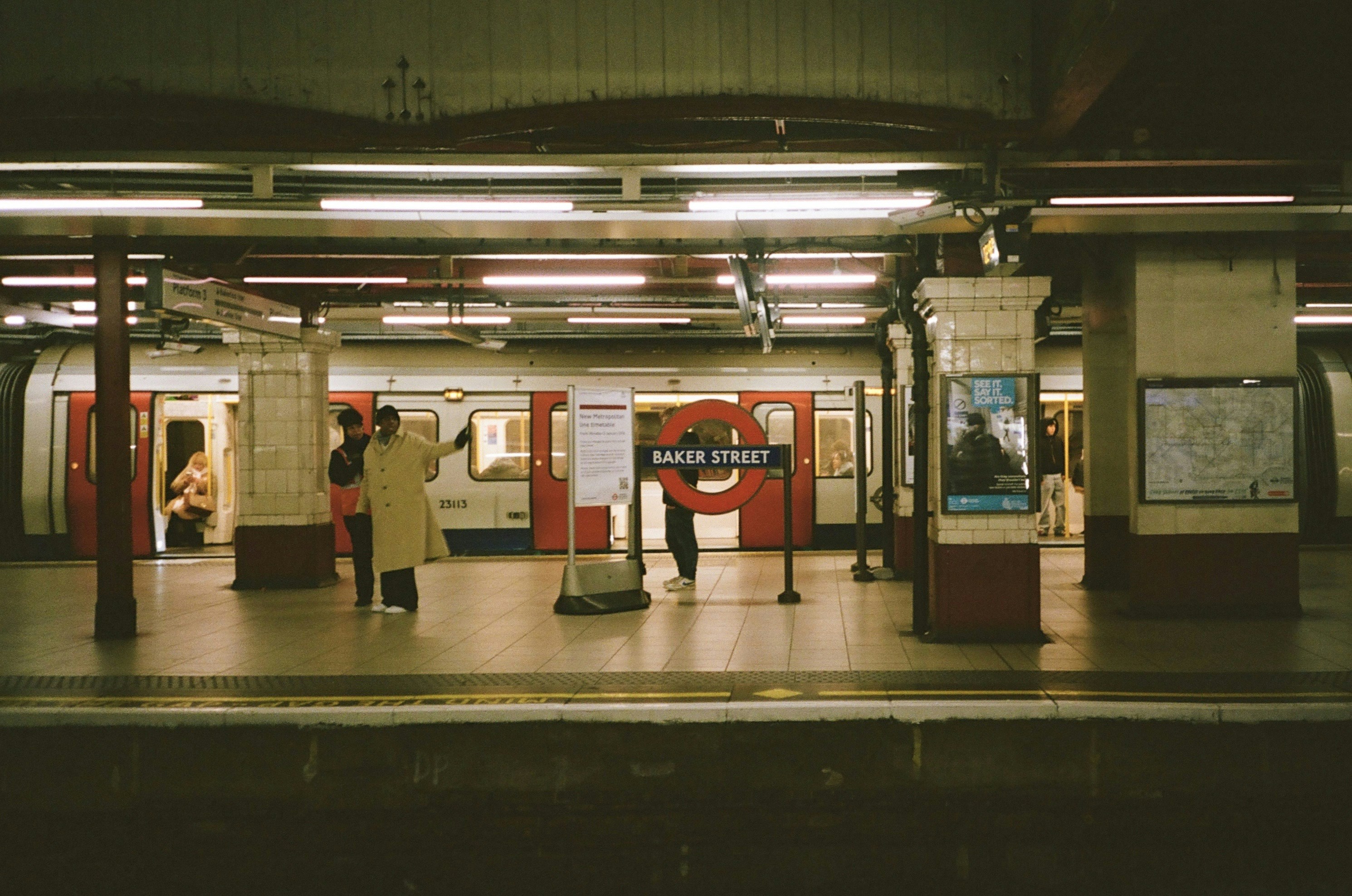 Baker street underground station with a train