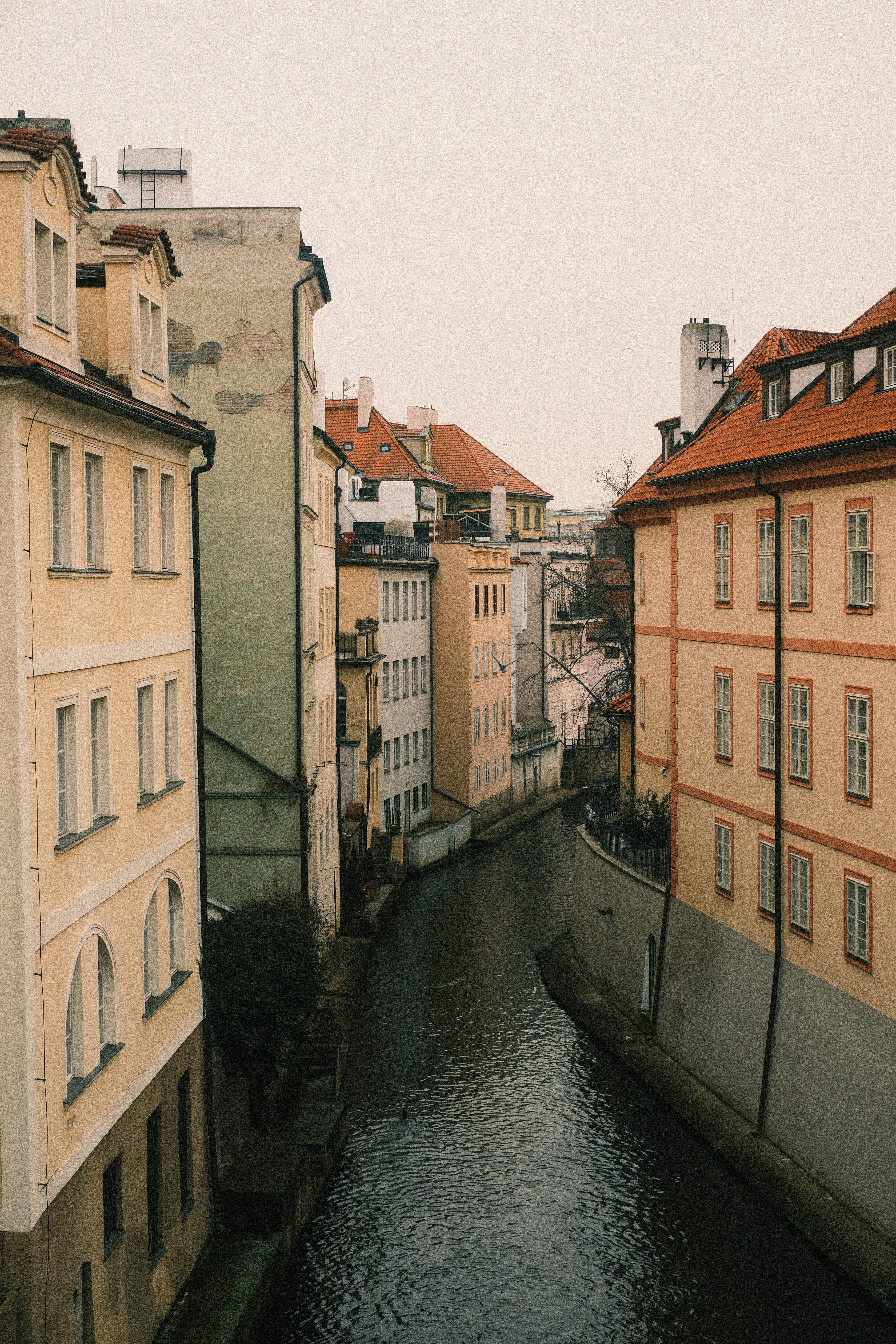Narrow canal between old european buildings