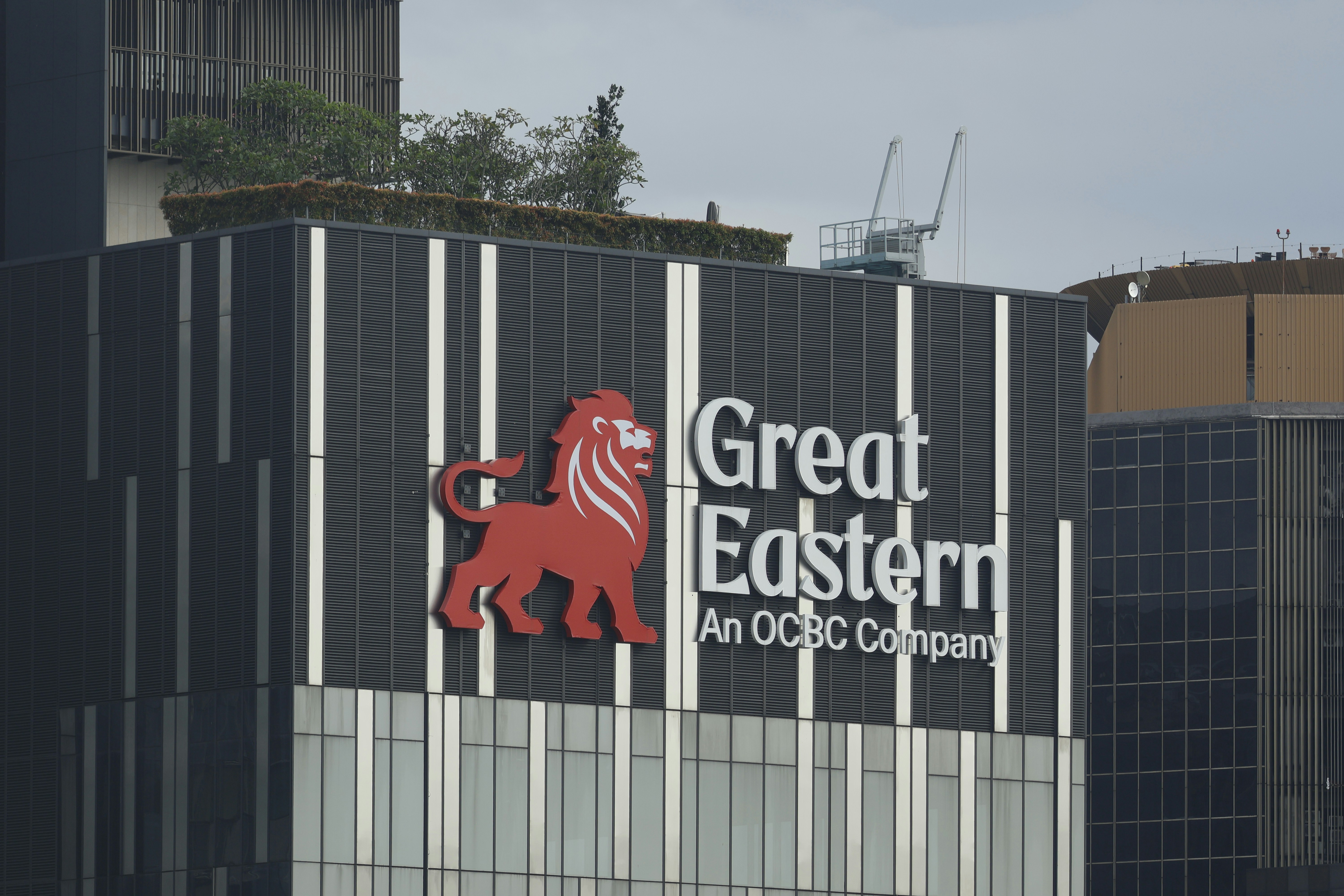 Great eastern building with a red lion logo
