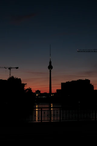 Berlin skyline with TV tower at dusk