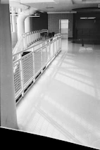 Interior hallway with a ramp and bright floor