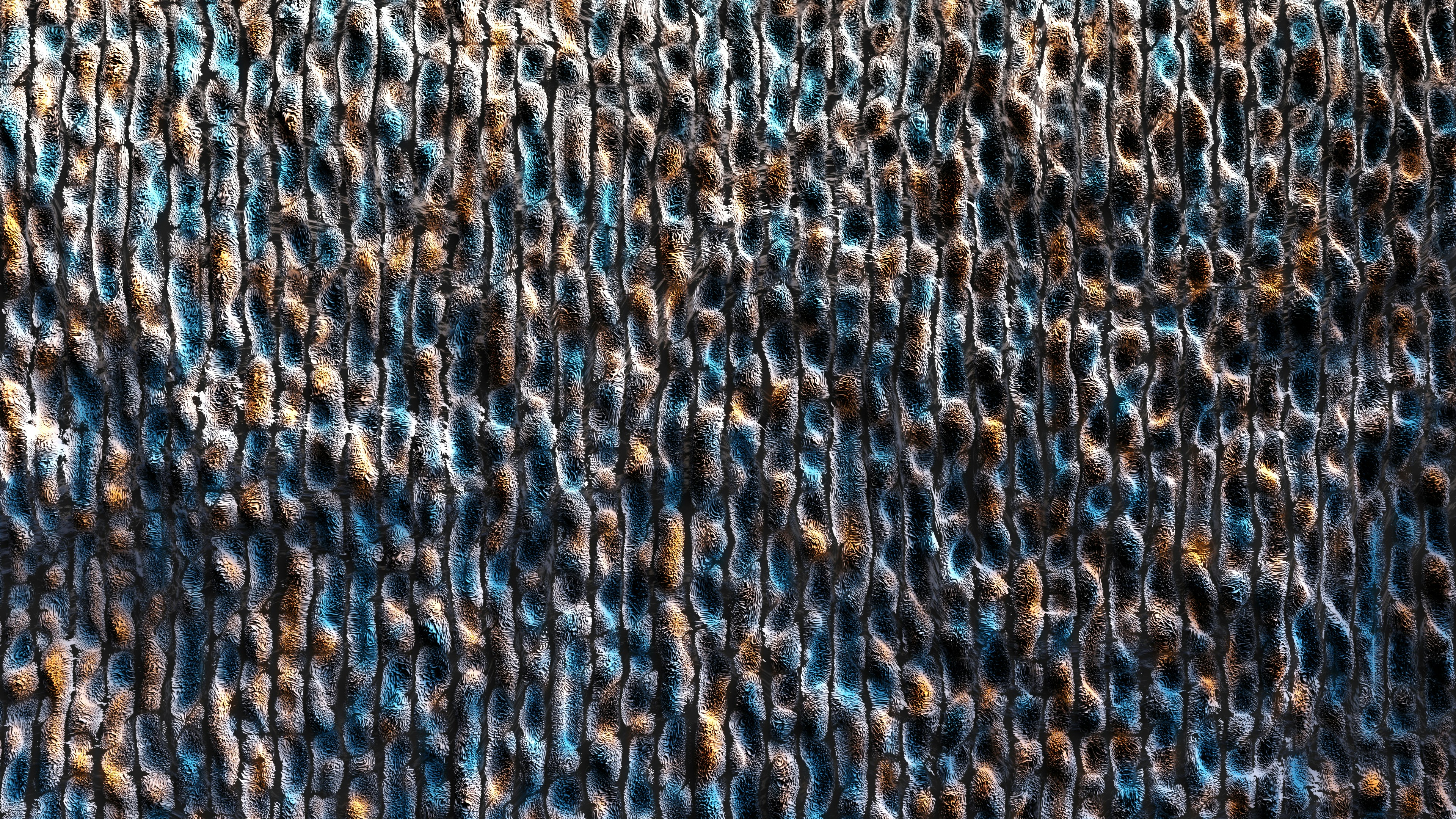 Close-up of textured blue and brown surface patterns