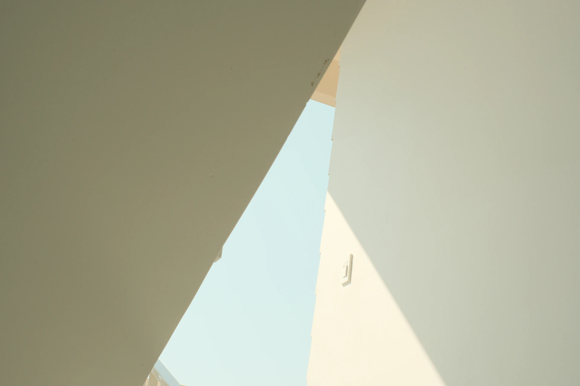 Abstract architectural shapes with sky visible
