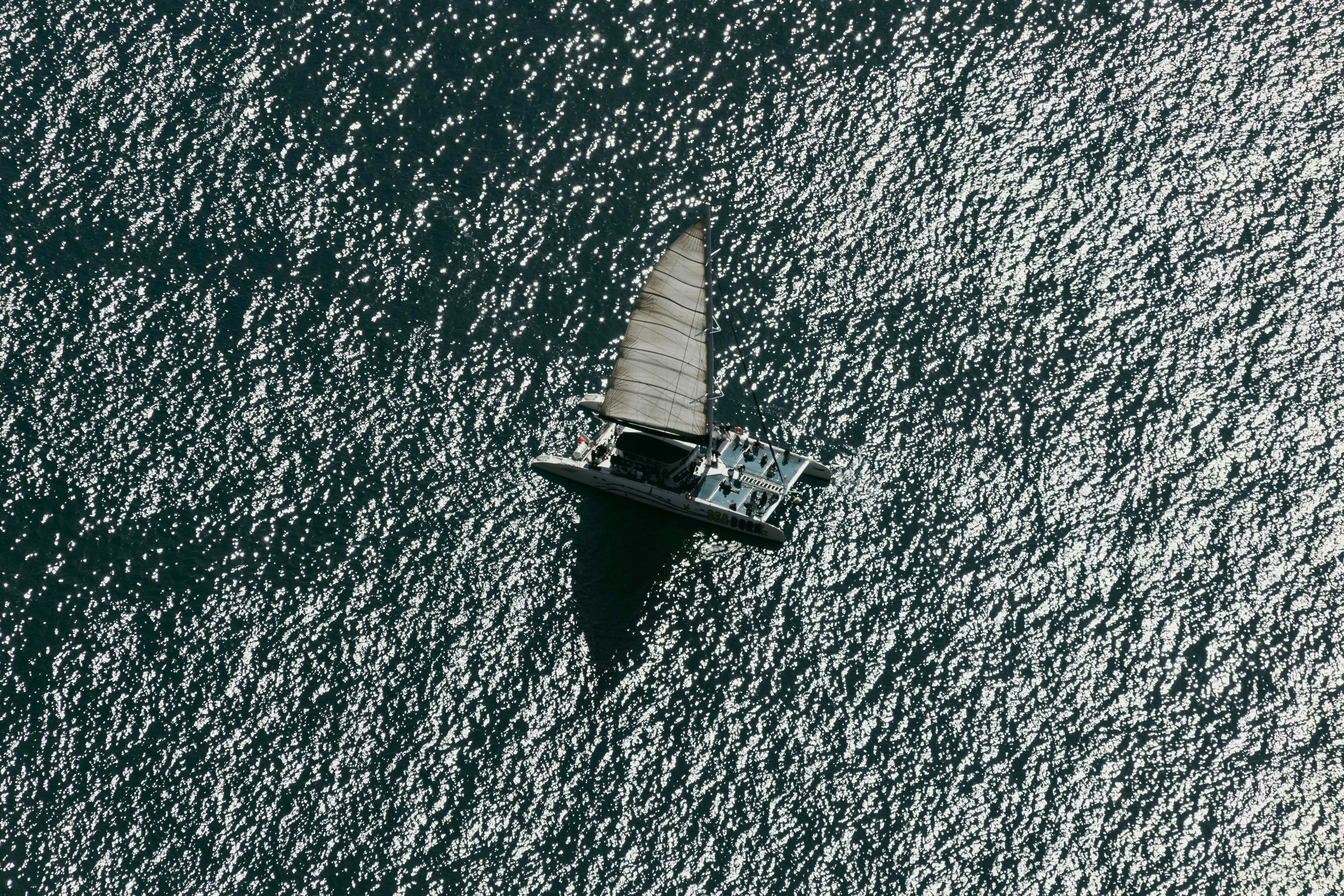 Wind flowing over a curved sail creating lift and forward propulsion - point of sail