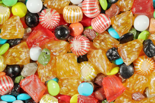 A colorful assortment of various candies and sweets.