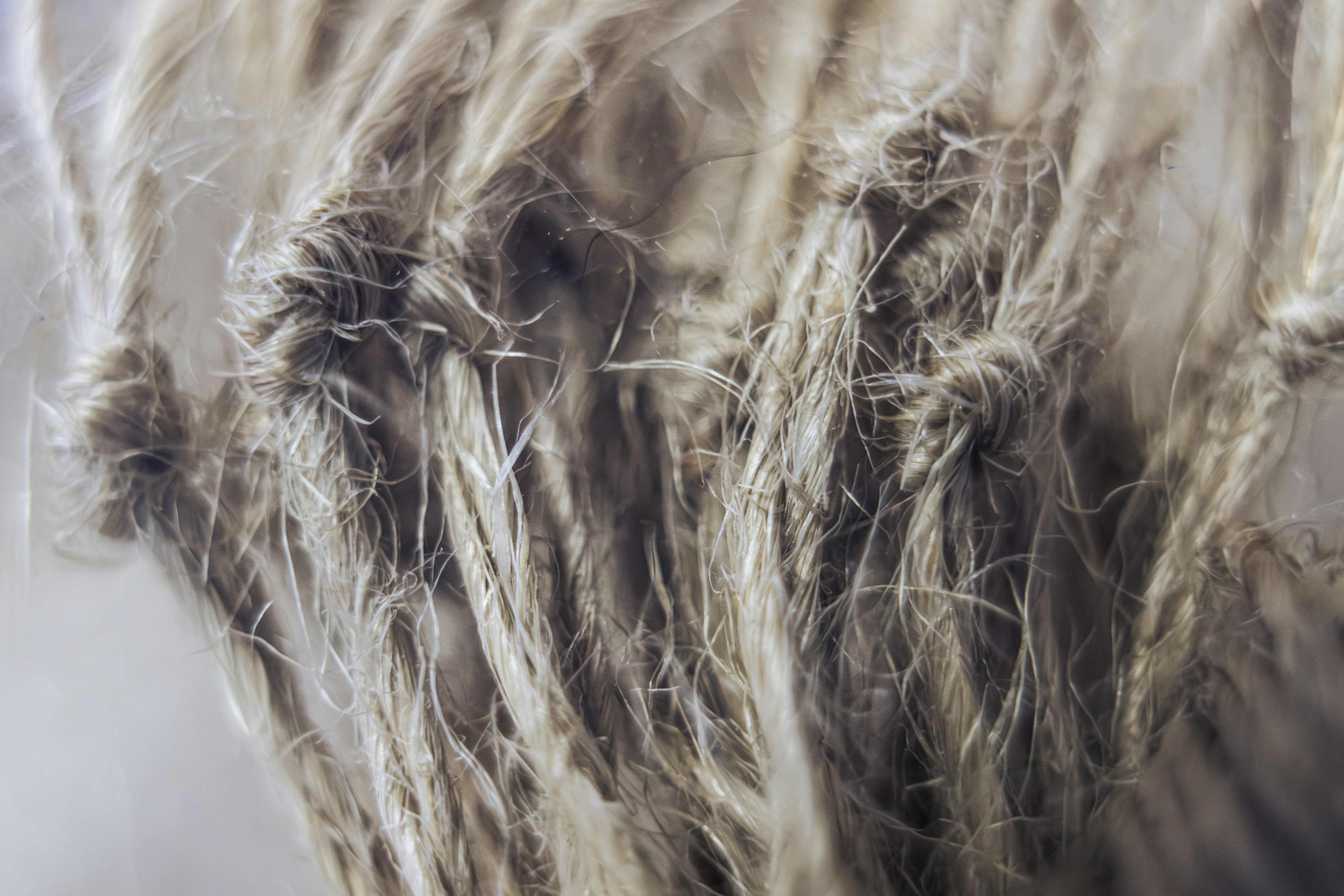 Close up of rough woven hemp fibers