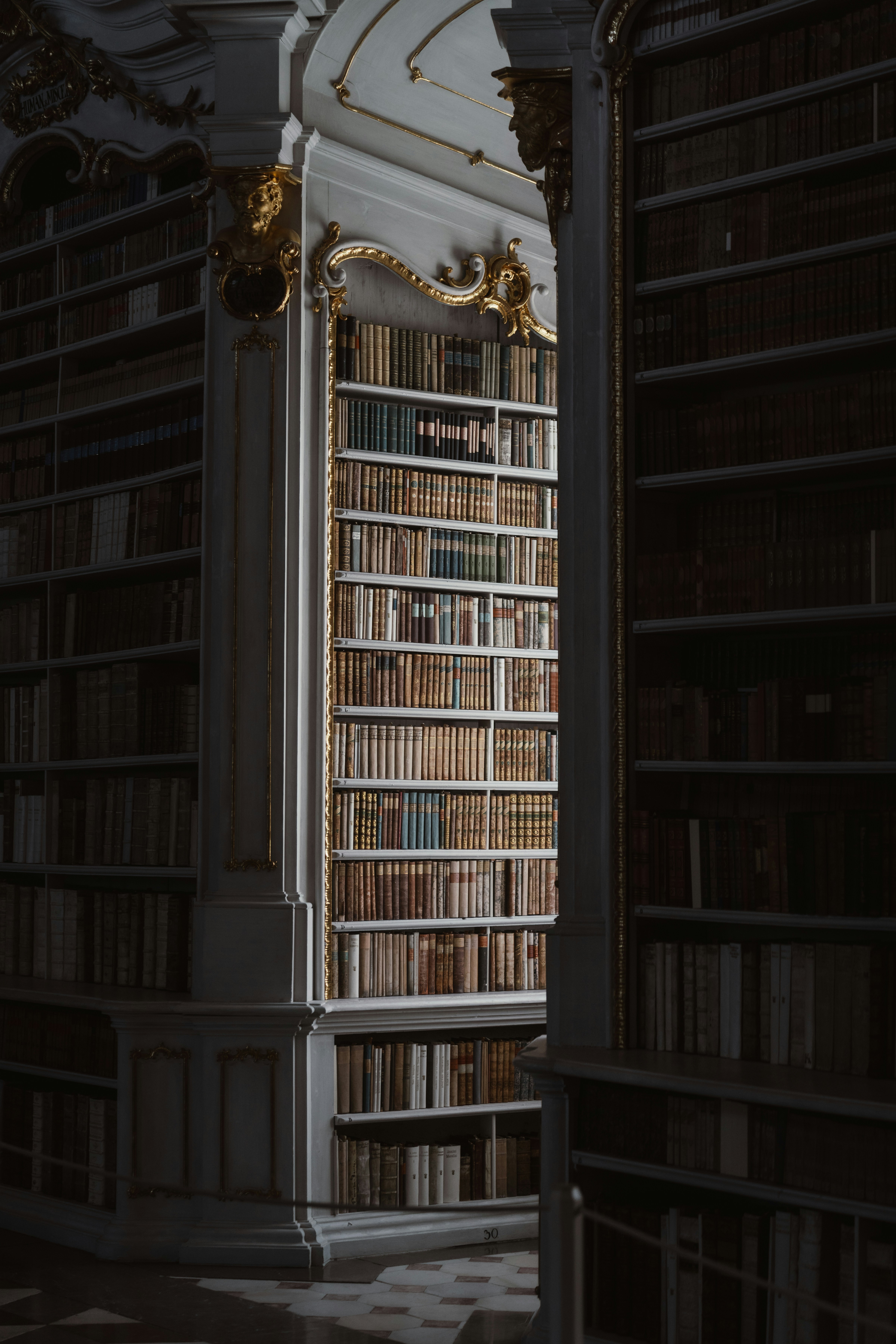 Photo of Tall bookshelves filled with old books in a library by Ahmet Yüksek ✪