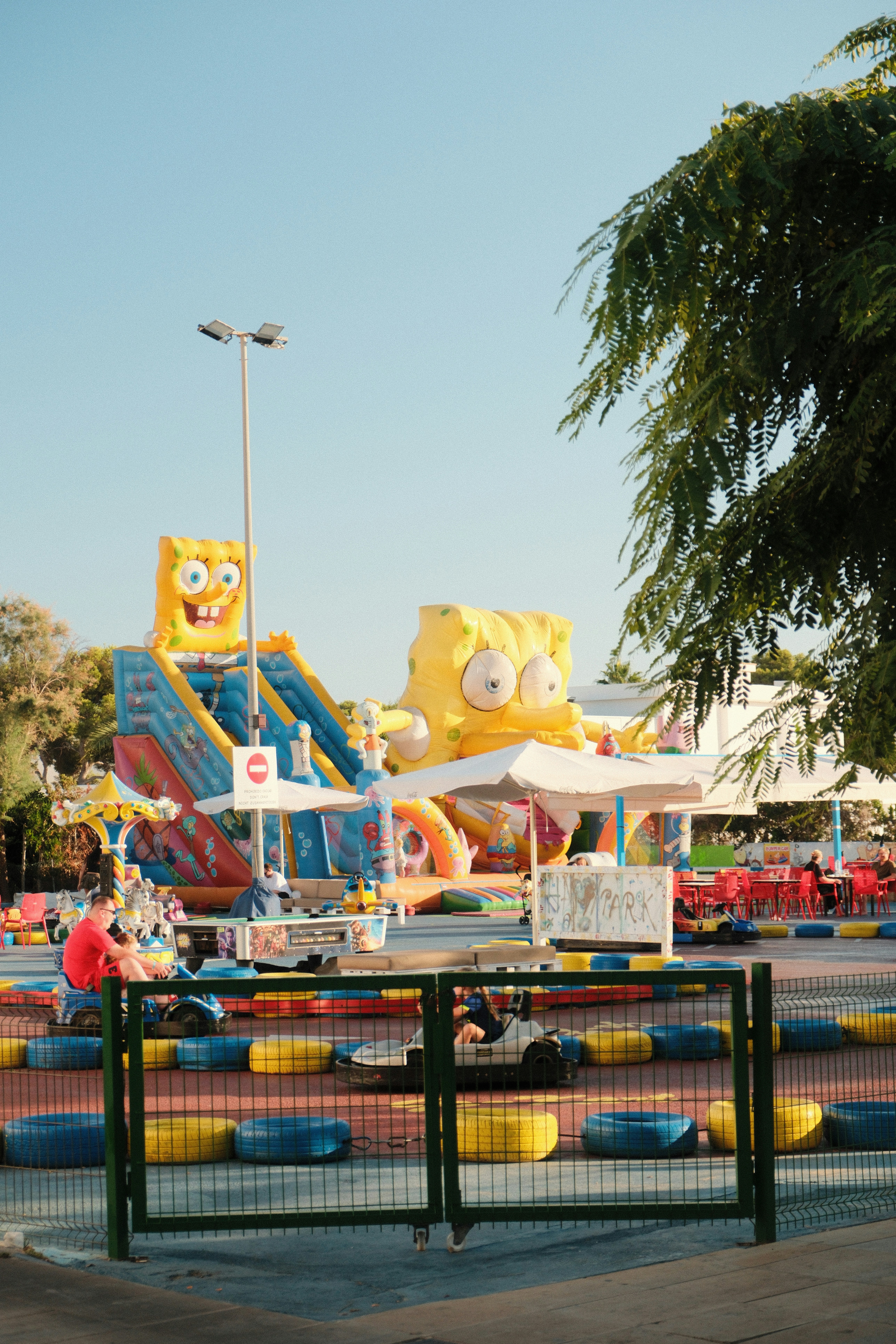Spongebob squarepants bouncy castle and go-karts