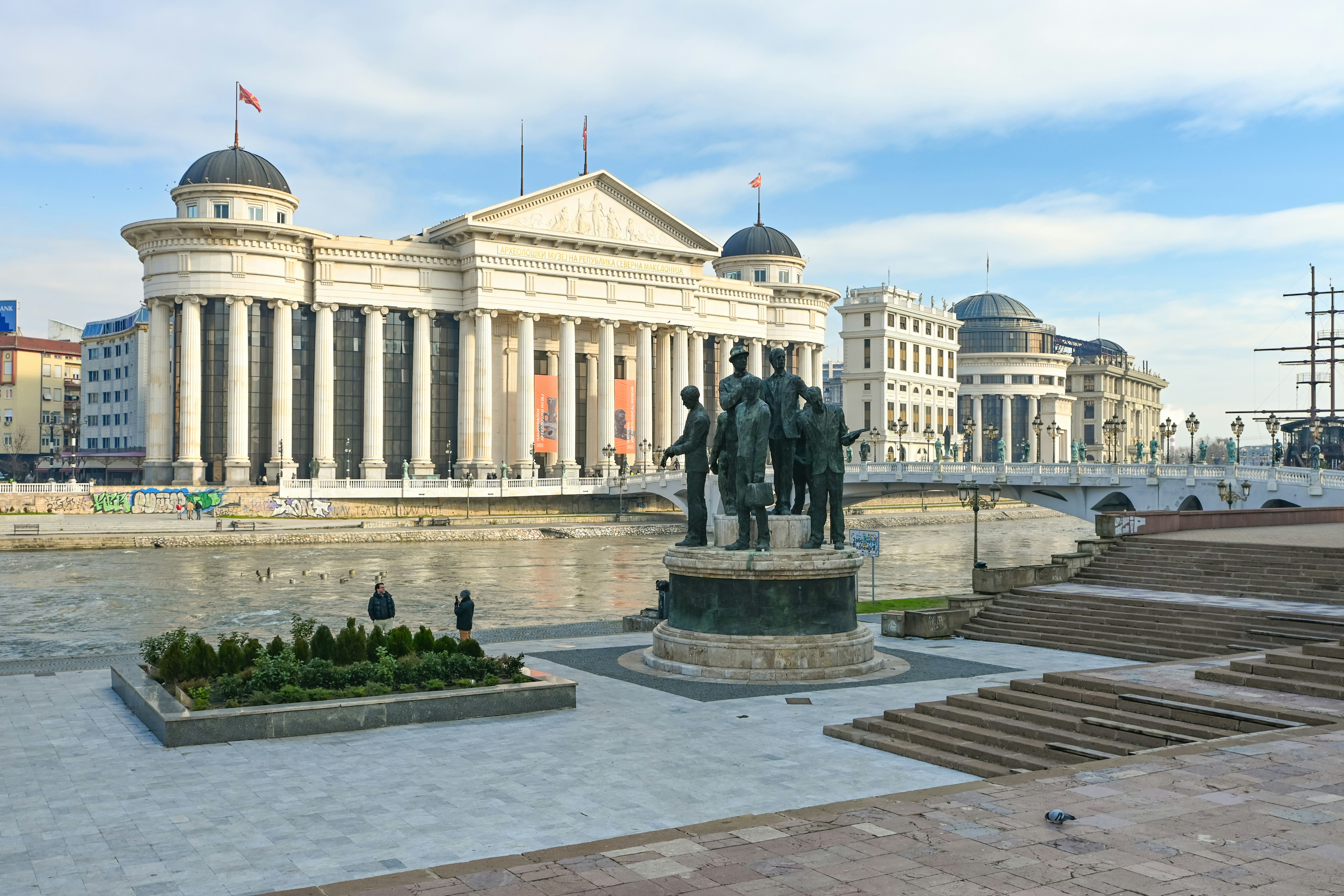 Monument and museum buildings by the river