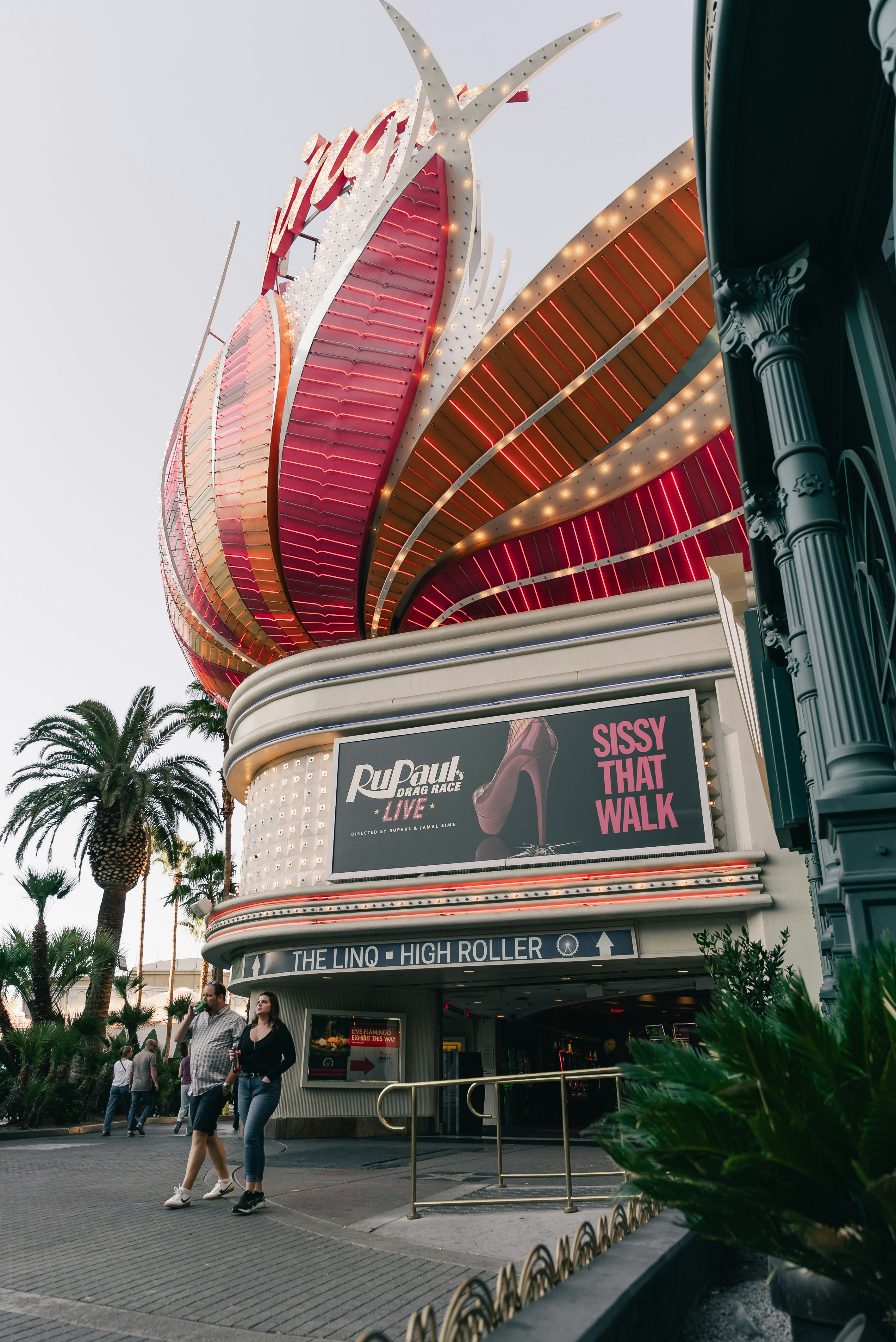 Flamingo hotel and casino with rupaul's drag race advertisement