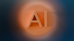 The letters ai glow with orange light