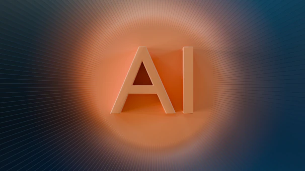 The letters ai glow with orange light.