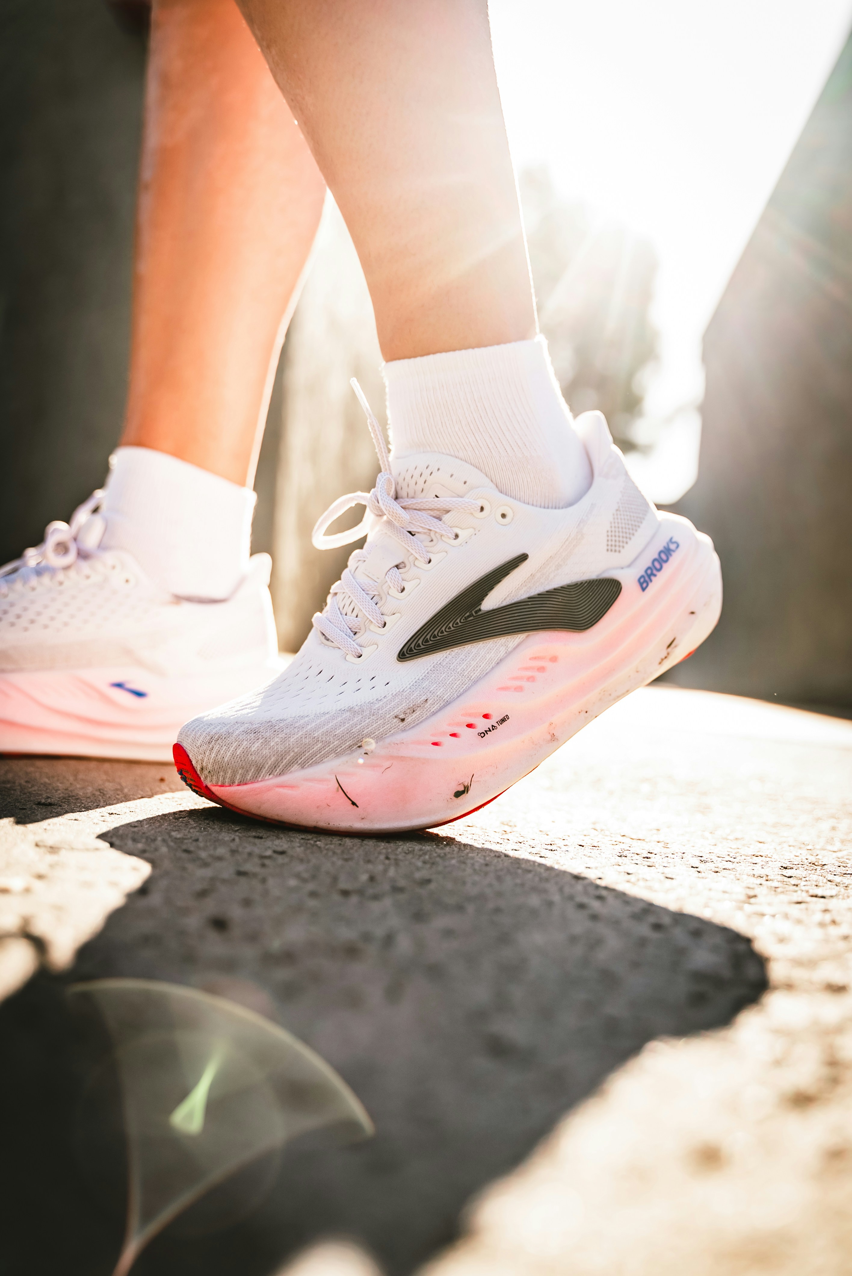 Runner shoes on track