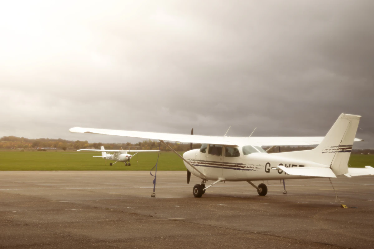 Aircraft lined up on an airport runway