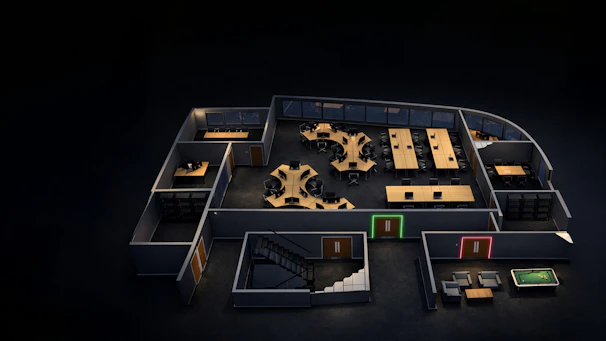 Architectural blueprint of a modern office space