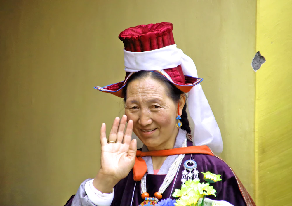 A Ladakhi woman in traditional dress